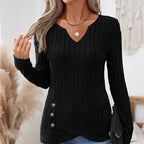 Women's V-Neck Knit Asymmetrical Hem Top
