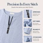 Women's Striped Zip-Up Long Sleeve Top