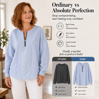 Women's Striped Zip-Up Long Sleeve Top