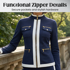 🧥Seasonal Style - Two-Piece Leisure Set with Bold Stripes – Slimming Silhouette & Practical Details for Any Casual Day