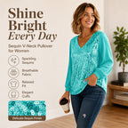 Trending Now✨ Elegant Sequin V-Neck Top – Shimmering Detail for Effortless Party Glam