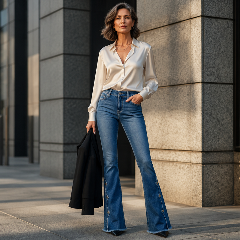 ⏰Last Day Sale 50% OFF& Free Shipping✈️💃Women High Waisted Distressed Flare Jeans