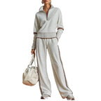 👚Seasonal Style - Half-Zip Top & Wide-Leg Pants Set – Cozy Turtleneck or Breezy V-Neck Styling