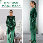 ☀️👚Seasonal Style - Pullover & Wide-Leg Velvet Set – Functional Side Pockets & Relaxed Fit for All-Day Wear