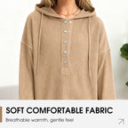 👚Seasonal Style - Button-Front Hooded Pullover – Roomy Cut & Side Slits for Unrestricted Movement All Day