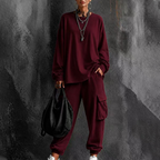 Women's Casual Crew Neck Top & Cargo Pants Set