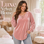 👚 ✨Women's Velvet Criss Cross V-Neck Top – Soft Luxury Meets Effortless Elegance