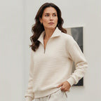 Women's Quilted Grid Half Zip Sweatshirt