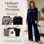 🍁Get Your New Fall Fashion-Women's Velvet Long Sleeve Top & Wide-Leg Pants Set