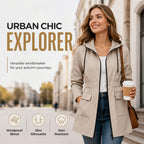 🧥New Arrivals - Women's Hooded Waterproof Jacket with High-Density Blend – Wind-Shield Fabric & Sculpted Silhouette for All-Weather Wear