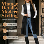 ✨Women's Chic Sleeveless Open Front Longline Jacket – Effortless Layering & Elegant Autumn Style