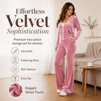 ✨ Women's Velvet Zip-Up Hoodie & Flared Pants Set – Luxe Comfort Meets Effortless Style