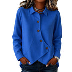 ✨ Easy Everyday Comfort | Women’s Waffle-Knit Irregular-Hem Button Top