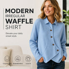 ✨ Easy Everyday Comfort | Women’s Waffle-Knit Irregular-Hem Button Top