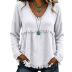 Bestseller🏆👚 Tassel V-Neck Blouse – Timeless Silhouette & All-Day Comfort for Every Look