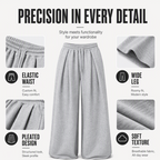 Women's Casual Pleated Wide-Leg Sweatpants