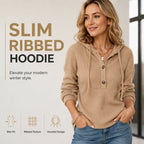Bestseller🏆🧥 Ribbed Hooded Knit Top – Timeless Silhouette & All-Day Comfort for Every Occasion