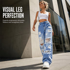 ✨ Effortless Everyday Style | Women's Distressed High-Rise Wide-Leg Jeans