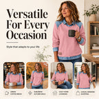 ✨ Easy Everyday Style | Women's Denim Patchwork Long-Sleeve Sweatshirt