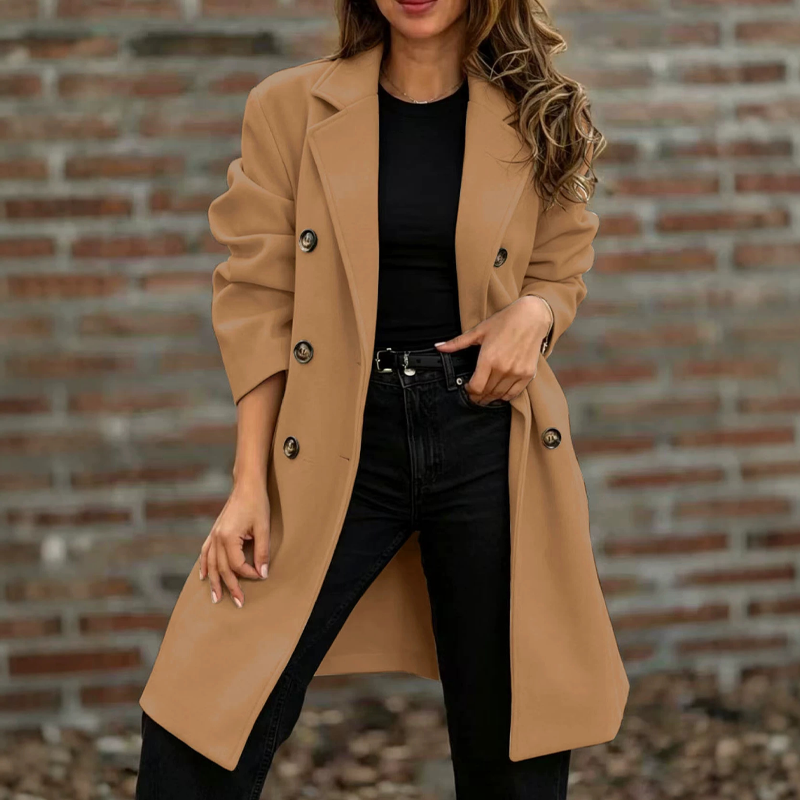 ✨ Timeless Warmth | Women's Double-Breasted Wool-Blend Coat