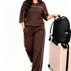 Women's Casual Short Sleeve Top & Pants Set