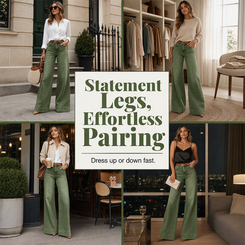 ✨ Flattering Denim Style | Women's Vintage High-Waisted Wide-Leg Jeans