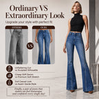 Women's High-Waist Flare Jeans with Rivets